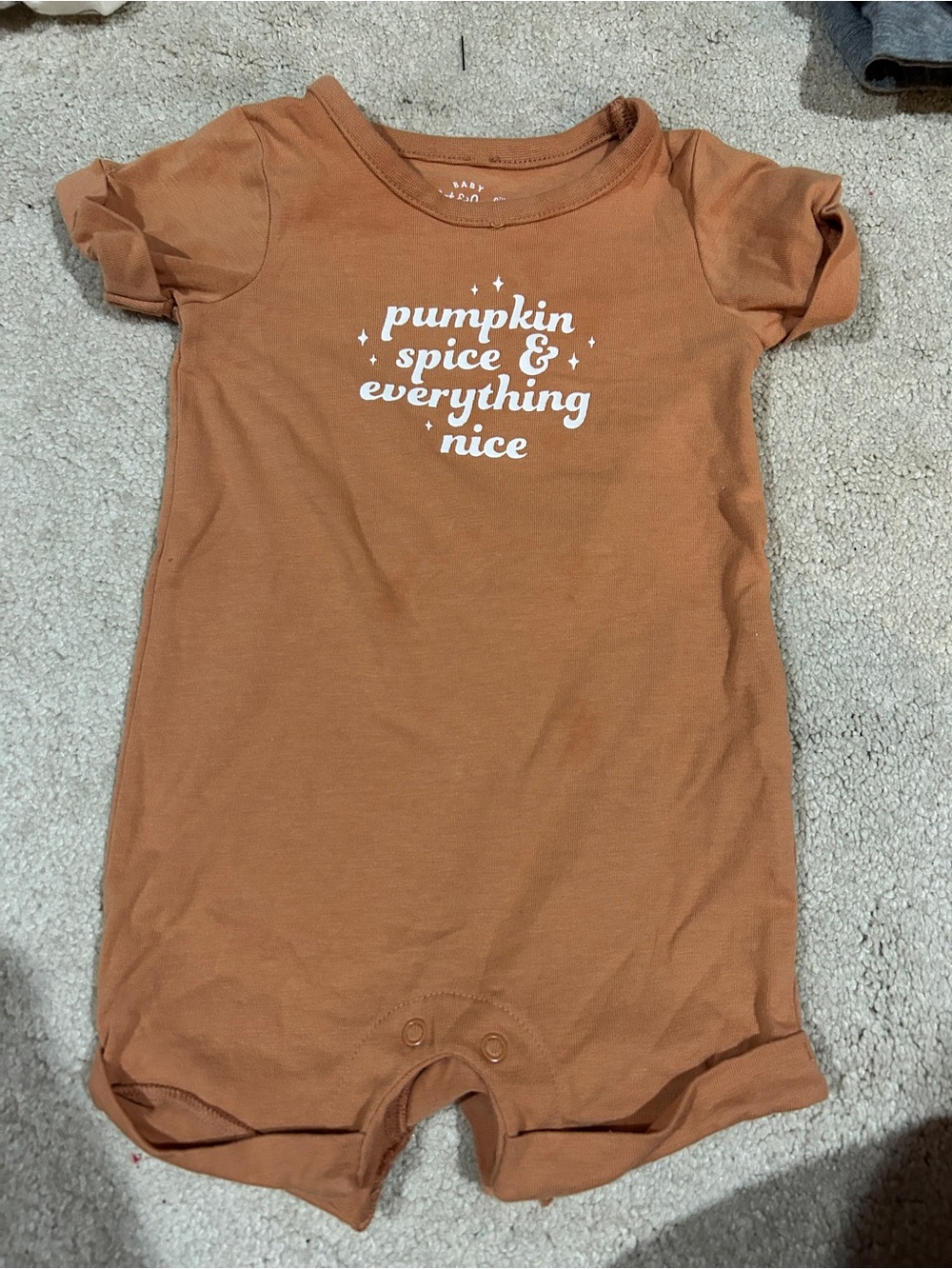 Cat & Jack Rust Orange 'pumpkin spice & everything nice' Baby One-Piece